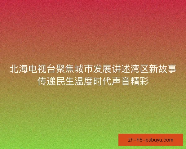 北海电视台聚焦城市发展讲述湾区新故事传递民生温度时代声音精彩